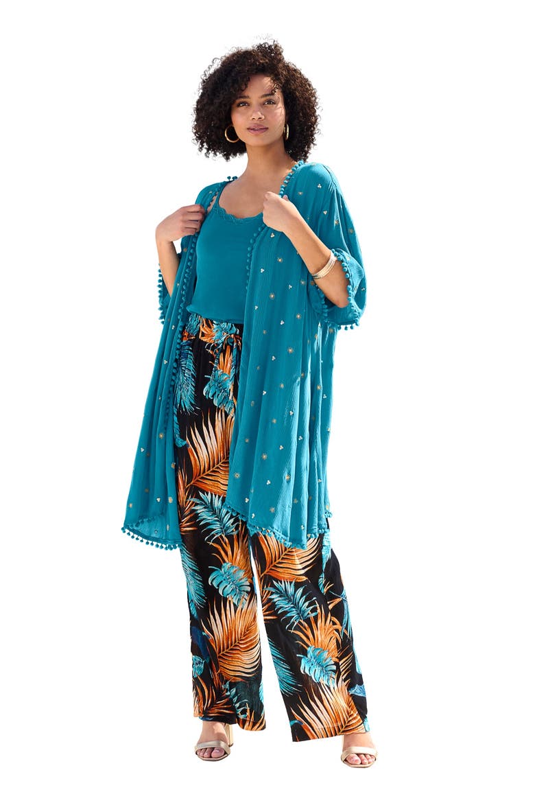 Crochet Detailed Wrap, Main, color, DEEP TEAL