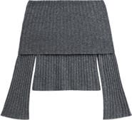 Theory Off the Shoulder Bell Sleeve Merino Wool Blend Sweater