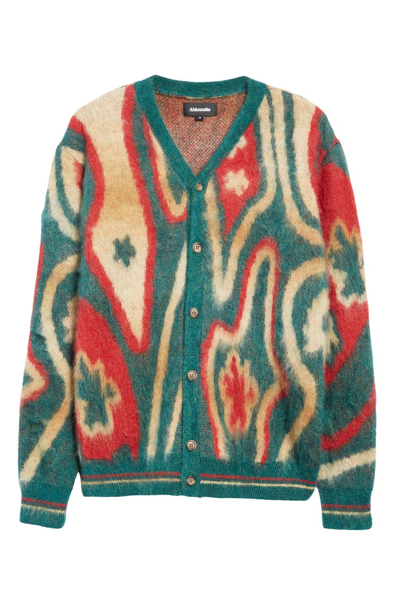 Ahluwalia Ongoye V-Neck Mohair, Wool & Alpaca Blend Cardigan, Alternate, color, 