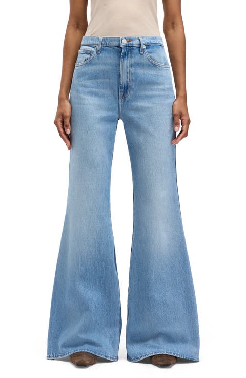 Retro Two Tone High Waist Flare Wide Leg Jeans (Joker)