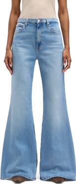 Seven Retro Two Tone High Waist Flare Wide Leg Jeans
