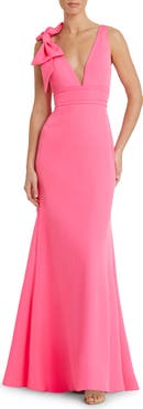 Mac Duggal Sleeveless V Neck Bow Detail Mermaid Gown