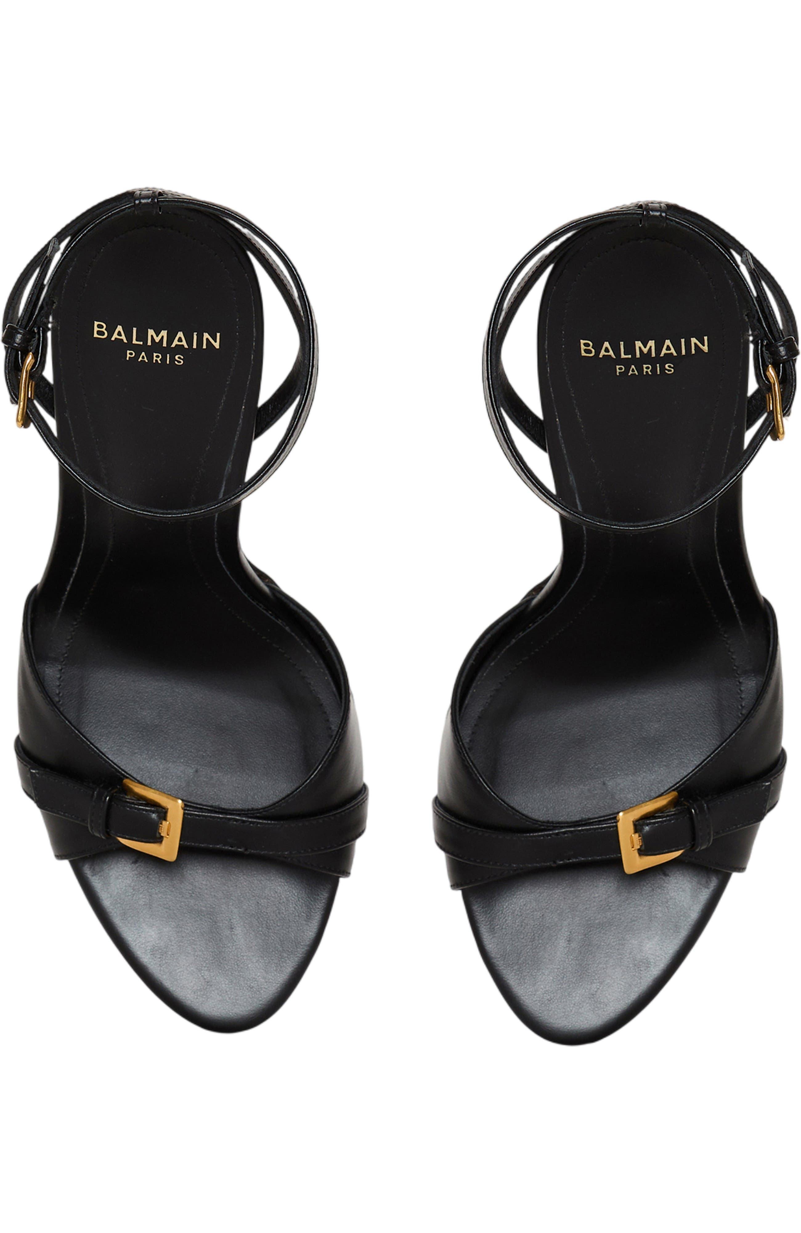 Balmain Anthem smooth leather sandals, Alternate, color, 