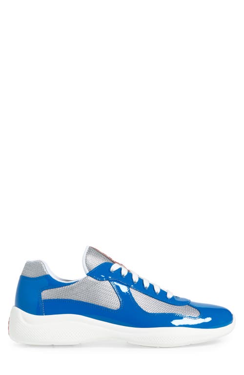 Shop Prada America's Cup Vernice Bike Low Top Sneaker In Cina/argento