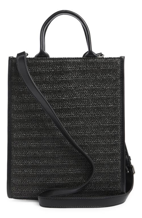 Bcbg Mini Whipstitched Straw Tote Bag In Black
