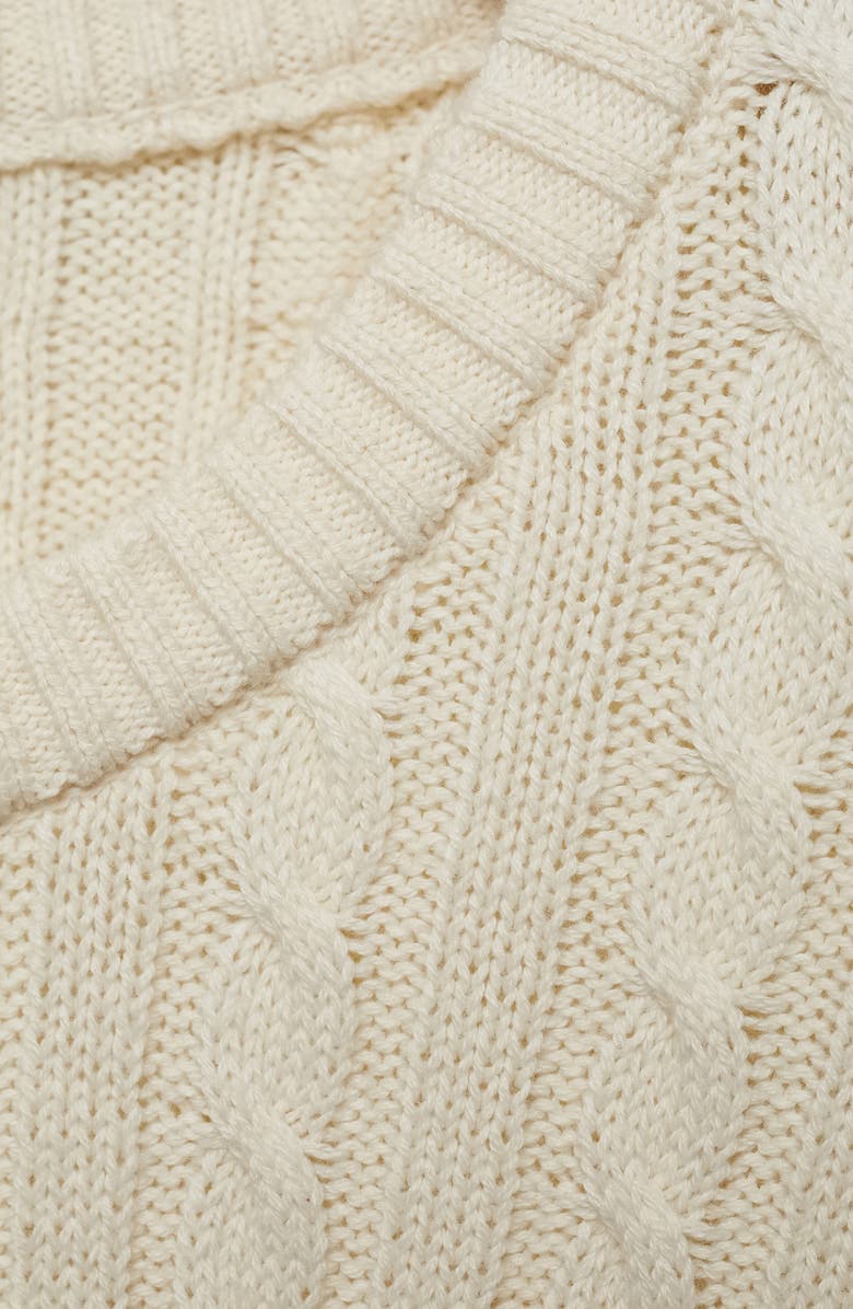 MANGO Cable Stitch Cotton Blend Sweater, Alternate, color, Off White