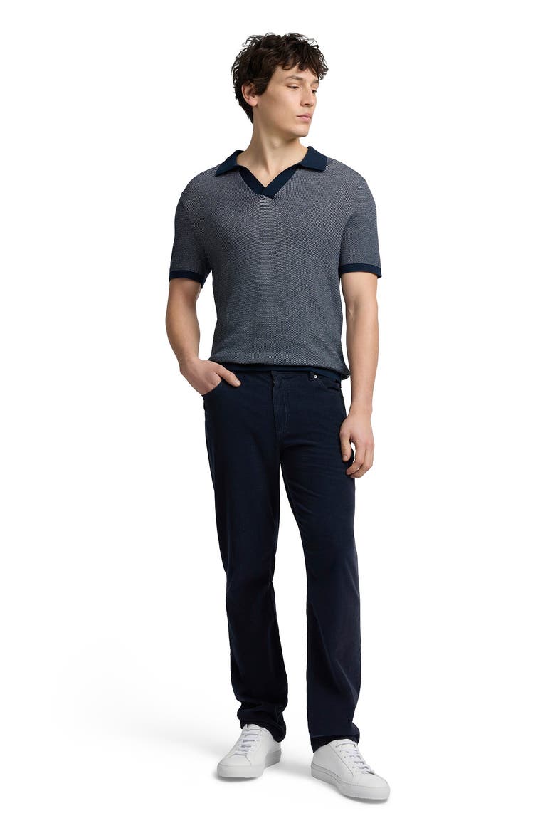 Textured Cotton Johnny Collar Polo, Main, color, Midnight/White