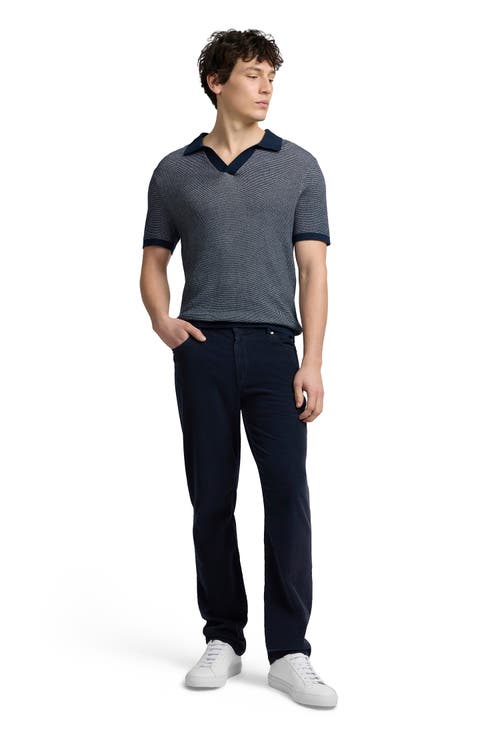 Textured Cotton Johnny Collar Polo