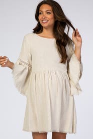 PinkBlush Raw Edge Bell Sleeve Babydoll Dress