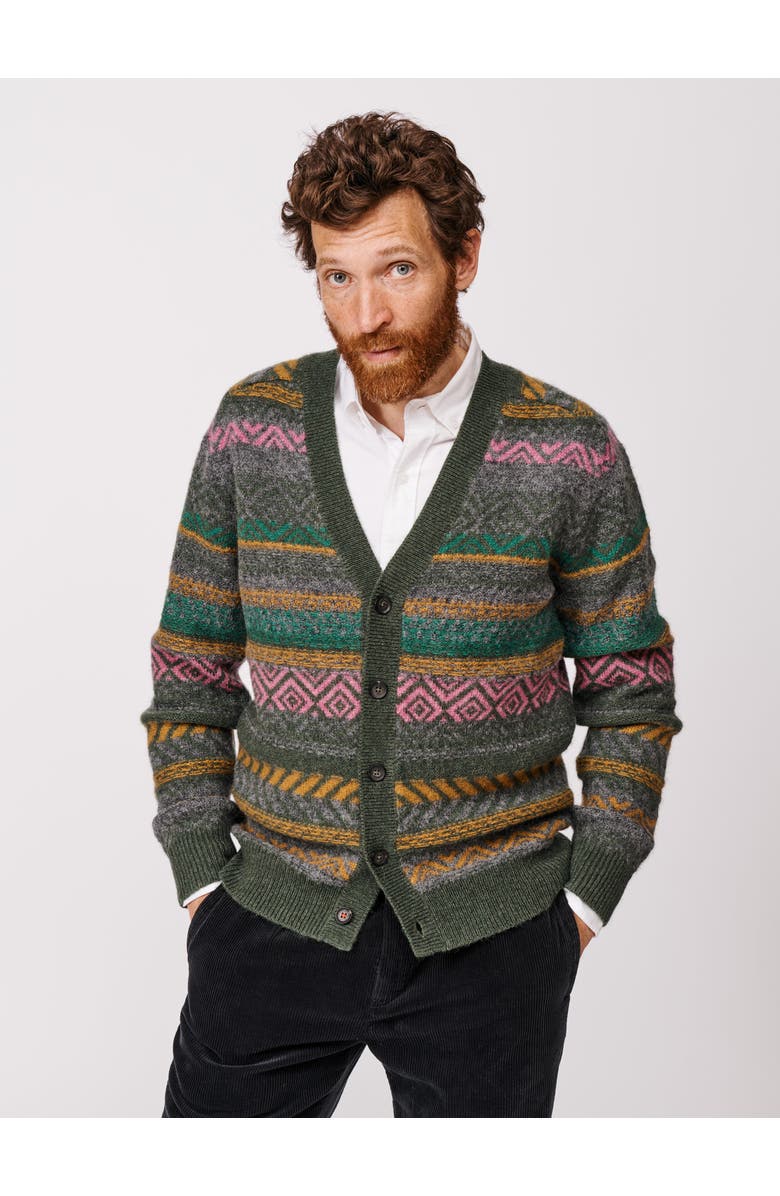 Aubin Fair Isle Wool Cardigan, Main, color, Khaki Mix