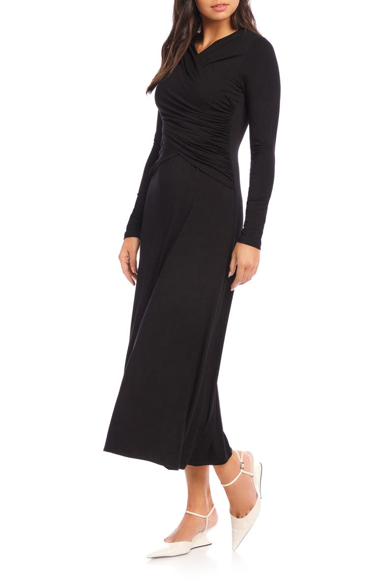 FIFTEEN TWENTY Cross Front Long Sleeve Stretch Midi Dress, Alternate, color, 