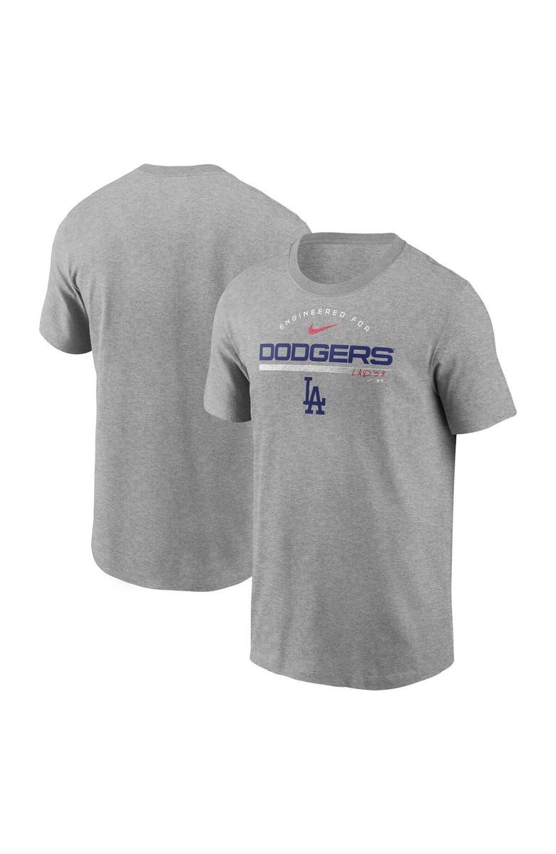 Nike Men's Nike Heather Gray Los Angeles Dodgers Team Engineered Performance T-Shirt, Main, color, 