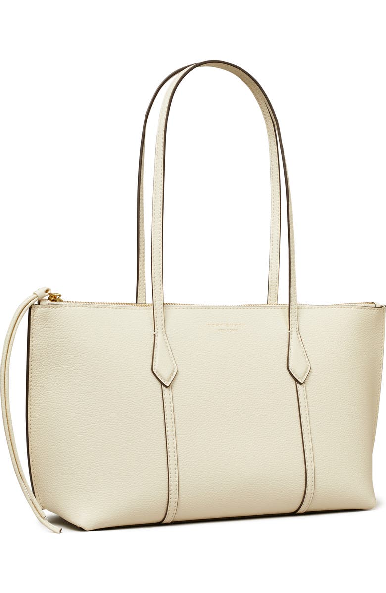 Tory Burch Small Perry Leather Zip Tote, Alternate, color, Warm White
