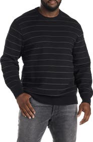Synrgy Big & Tall Textured Stripe Crewneck Sweater