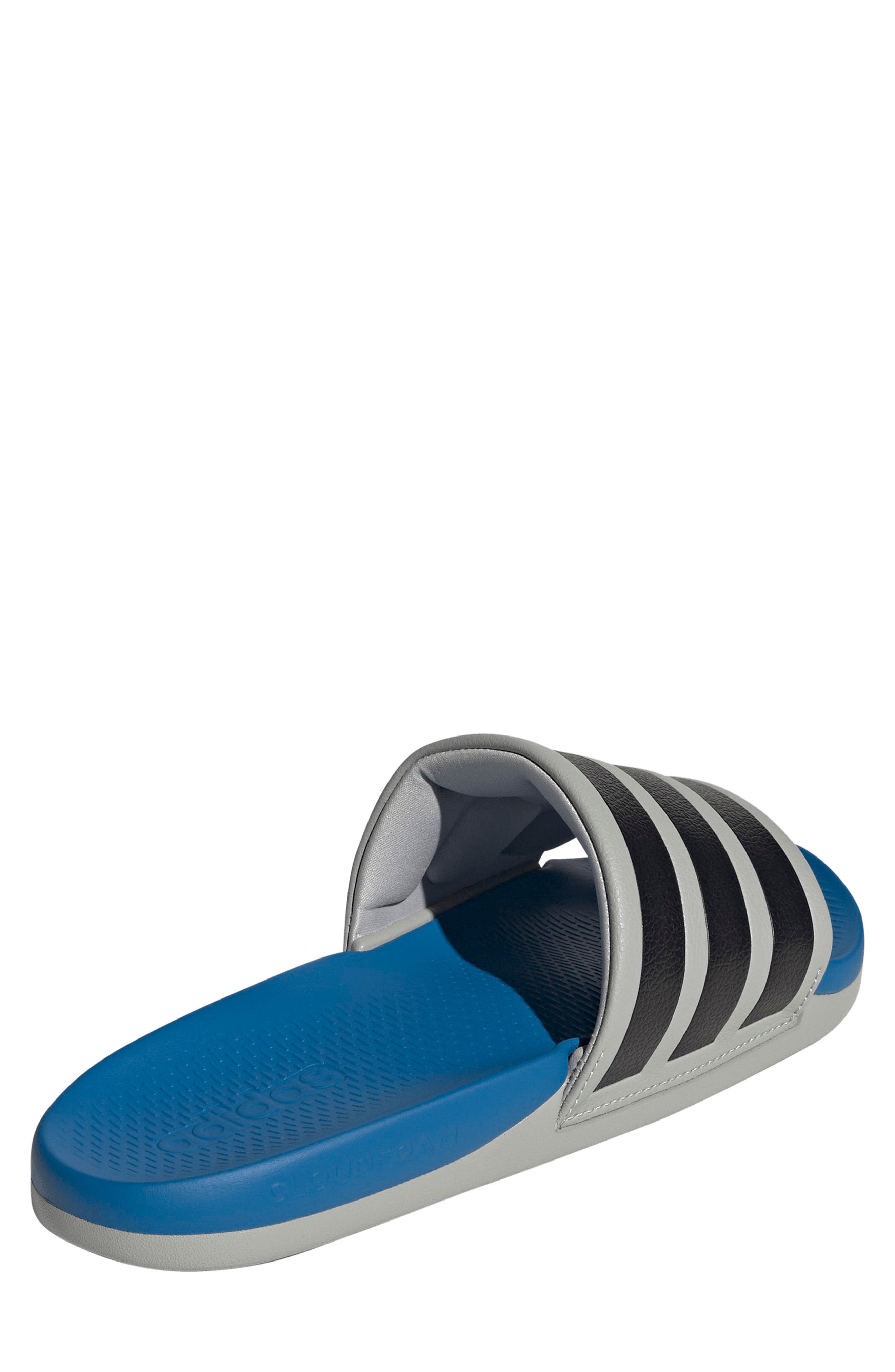 adidas Adilette Comfort 2.0 Slide Sandal, Alternate, color, Grey Two/ Core Black/ Ray Blue