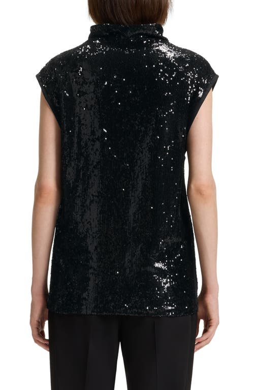 Hugo Boss Funnel-neck Top With Sequin Embellishments In Black