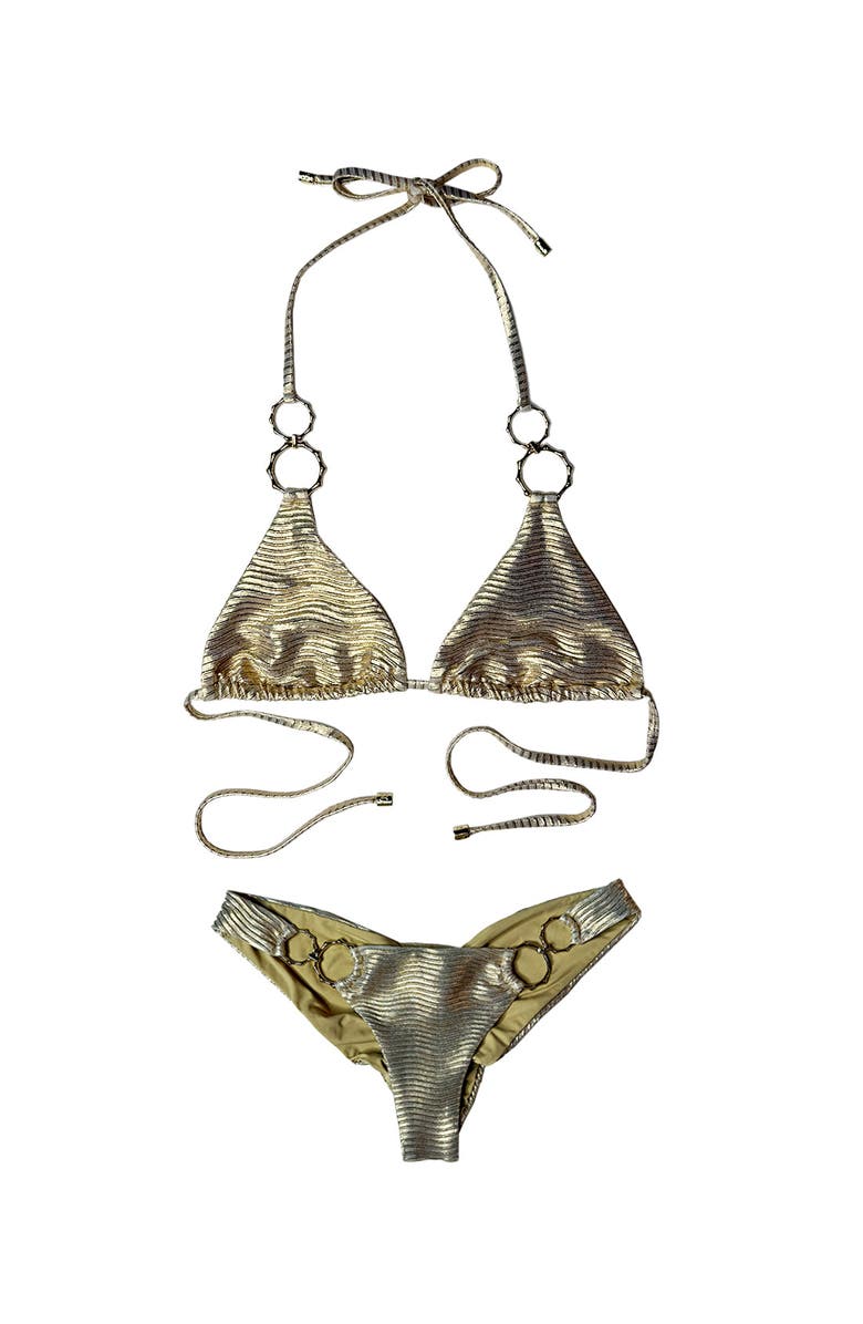 Beach Bunny Swimwear Lexi Bralette Top, Alternate, color, Metallic Gold