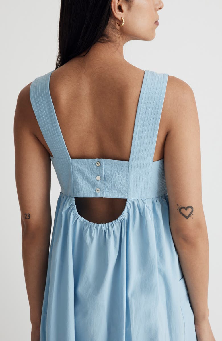 Madewell Cotton Poplin Cutout Back Empire Midi Dress, Alternate, color, 