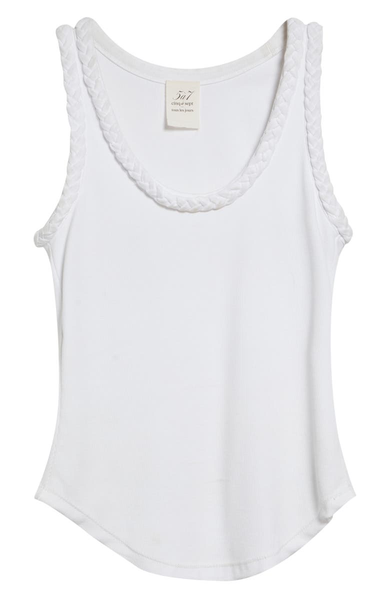 Cinq à Sept Braid Accent Tank, Alternate, color, White/ White