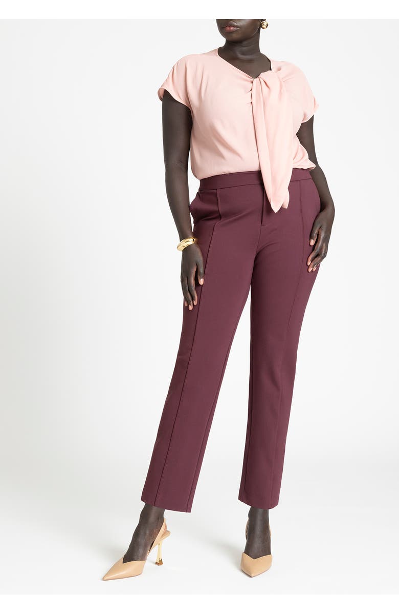 ELOQUII The Ultimate Stretch Slim Leg Pant, Alternate, color, Vineyard Wine
