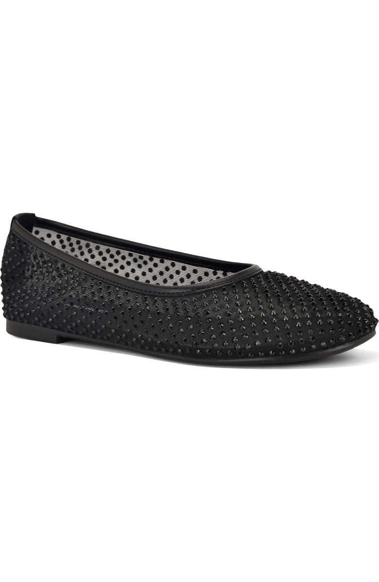 Nine West Burnne Studded Mesh Flat, Main, color, Black