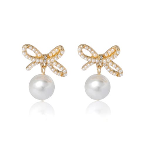 Bow Pearl Drop Earrings