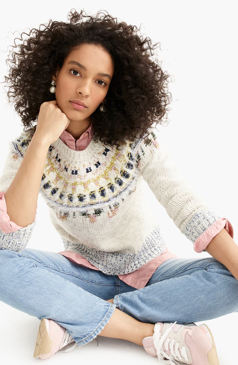 J.Crew The Reeds x J.Crew Fair Isle Fuzzy Sweater, Alternate, color,