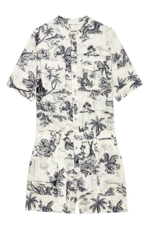 Zadig & Voltaire Cook Tropical Island Toile De Jouy Cotton Romper In Blue