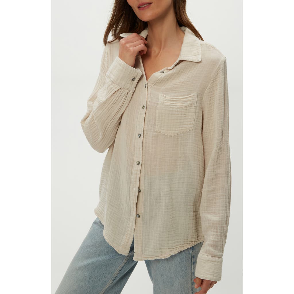 Michael Stars Ernie Cotton Gauze Button-up Shirt In Cement