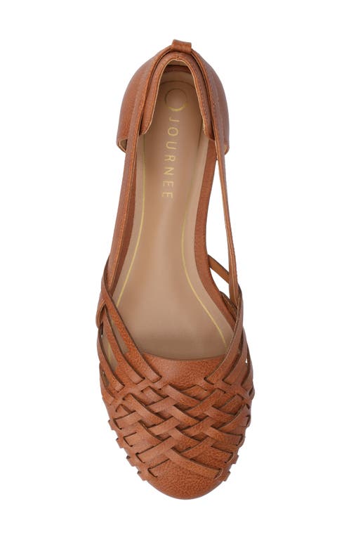 Journee Collection Journee Ekko Weave Flat In Cognac