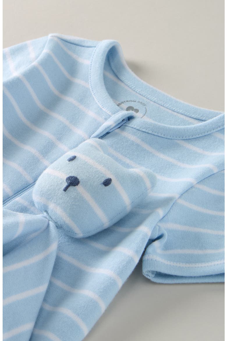 Stripe Cotton Romper & Lovey Set, Alternate, color, BLUE OMPHALODES ERIC STRIPE