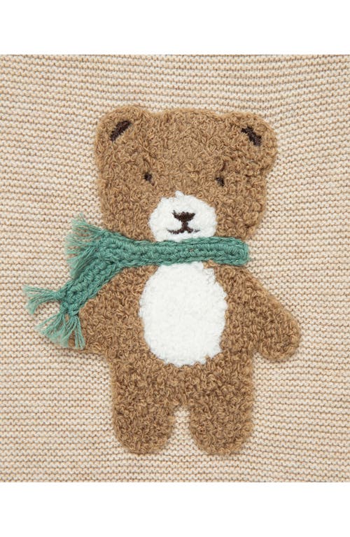 Little Me Bear Cotton Crewneck Sweater & Pants Set In Brown
