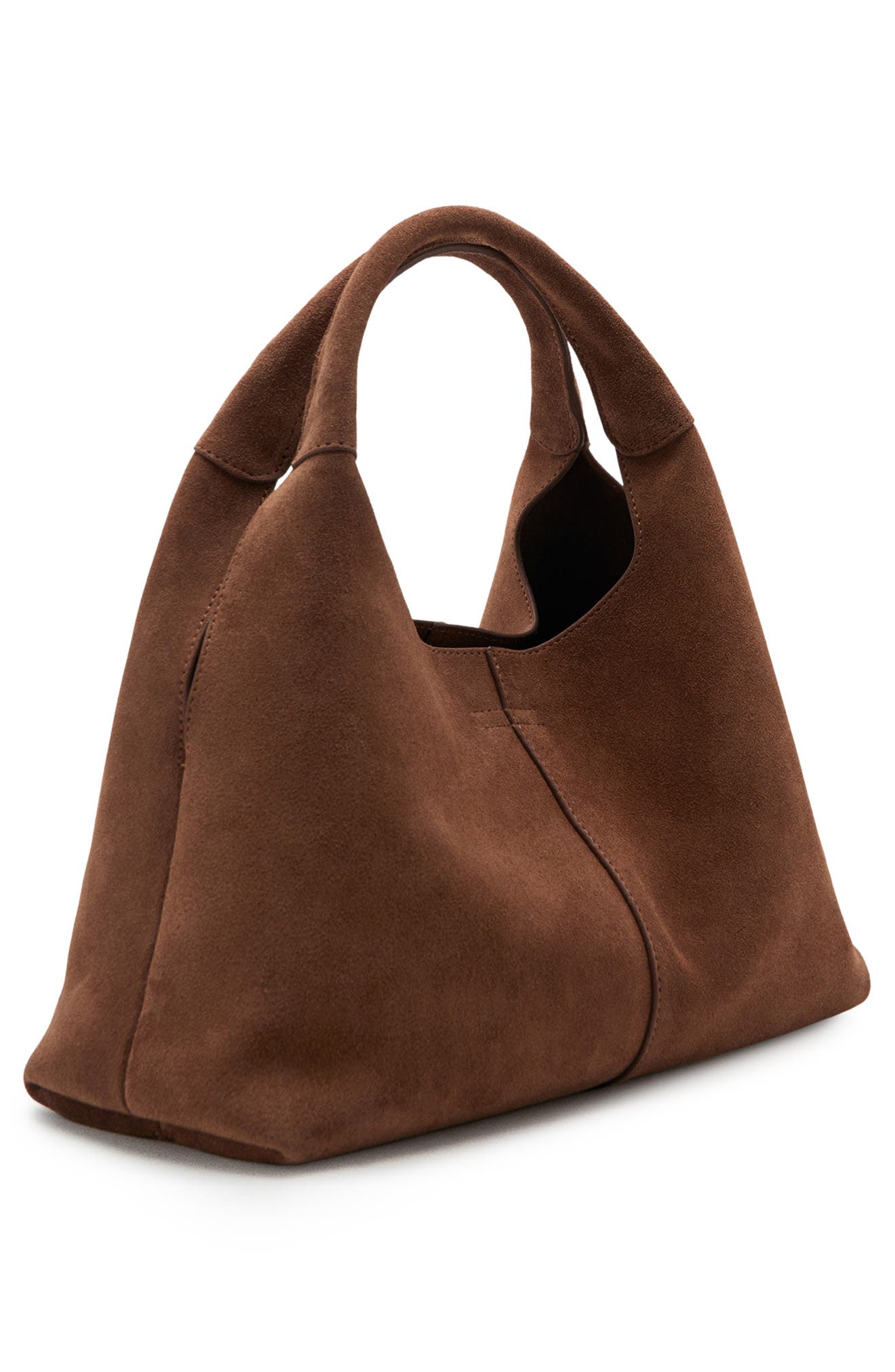 MANGO Suede Shoulder Bag, Alternate, color, Brown