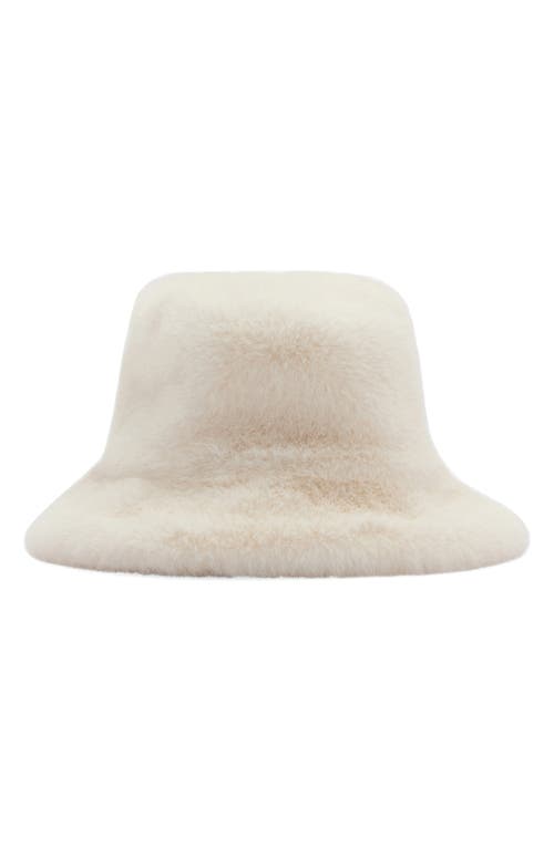 Mango Faux Fur Bucket Hat In Ecru