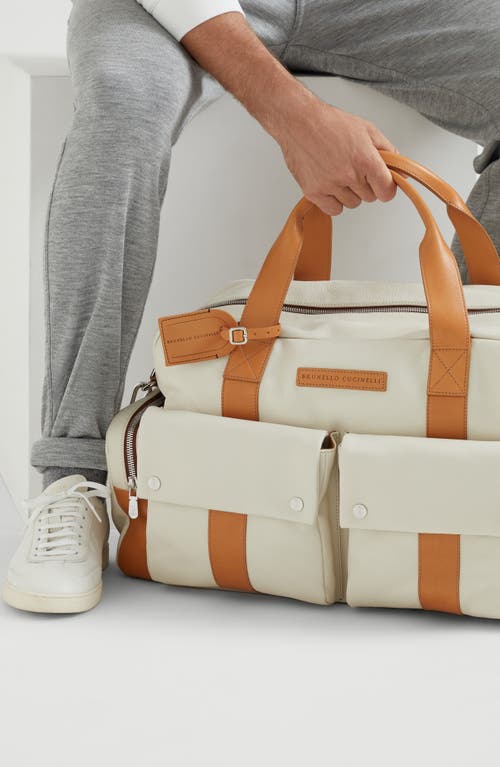Brunello Cucinelli Calfskin And Cowhide Duffle Bag In White