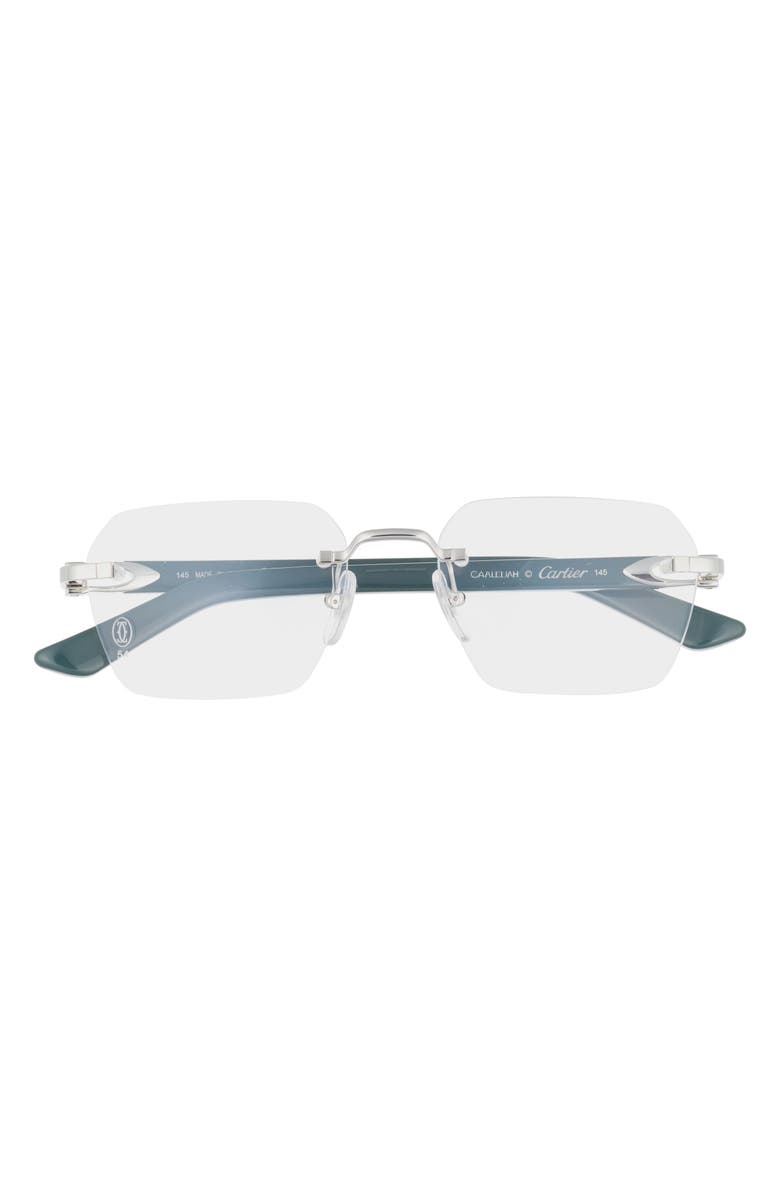 Cartier 54mm Rectangular Optical Glasses, Main, color, Silver