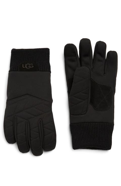 Quilted Nylon & Leather Palm Gloves