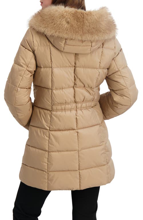 Tahari Brie Faux Fur Puffer Coat In Brown