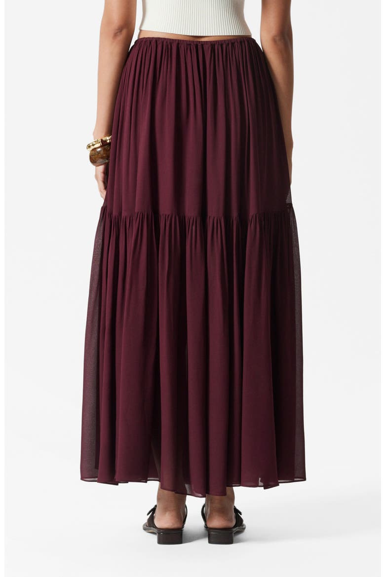 Tiered Chiffon Maxi Skirt, Alternate, color, RED DARK