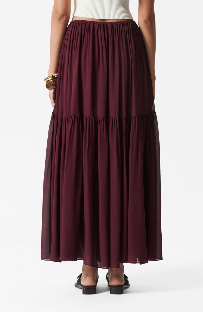 & Other Stories Tiered Chiffon Maxi Skirt, Alternate, color, Red Dark