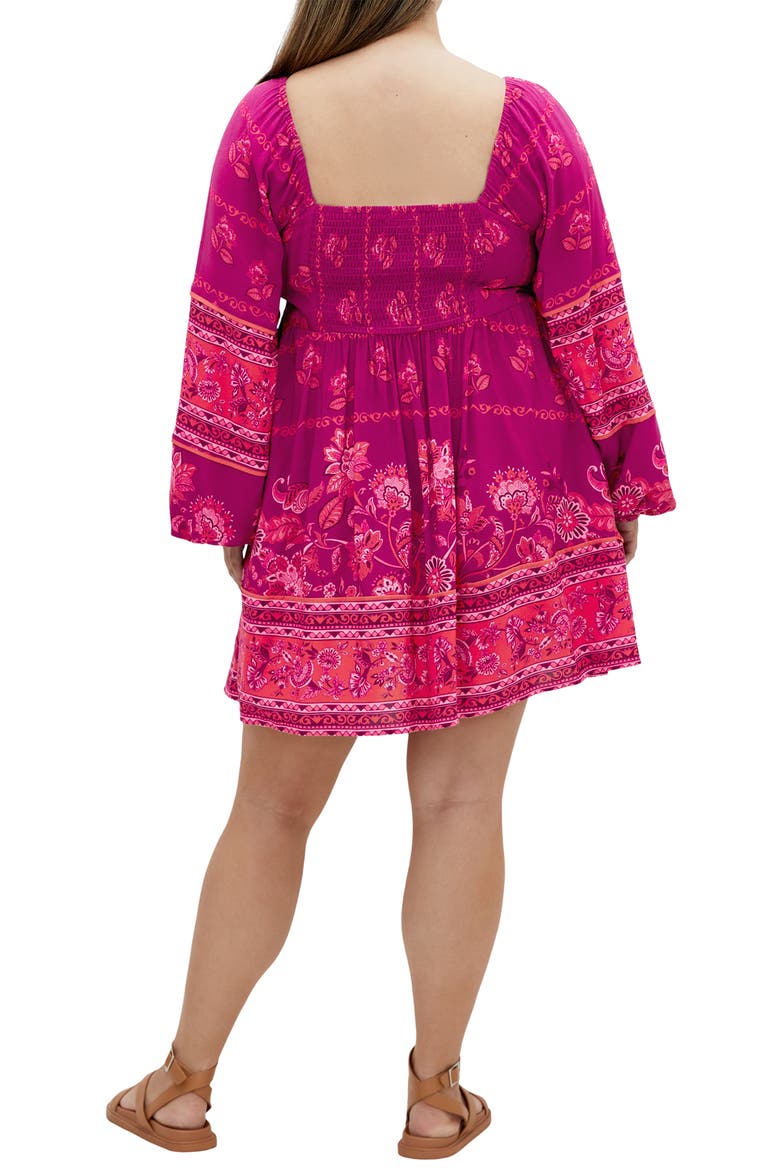 Jasmine Long Sleeve Minidress, Alternate, color, DREAMY BORDER