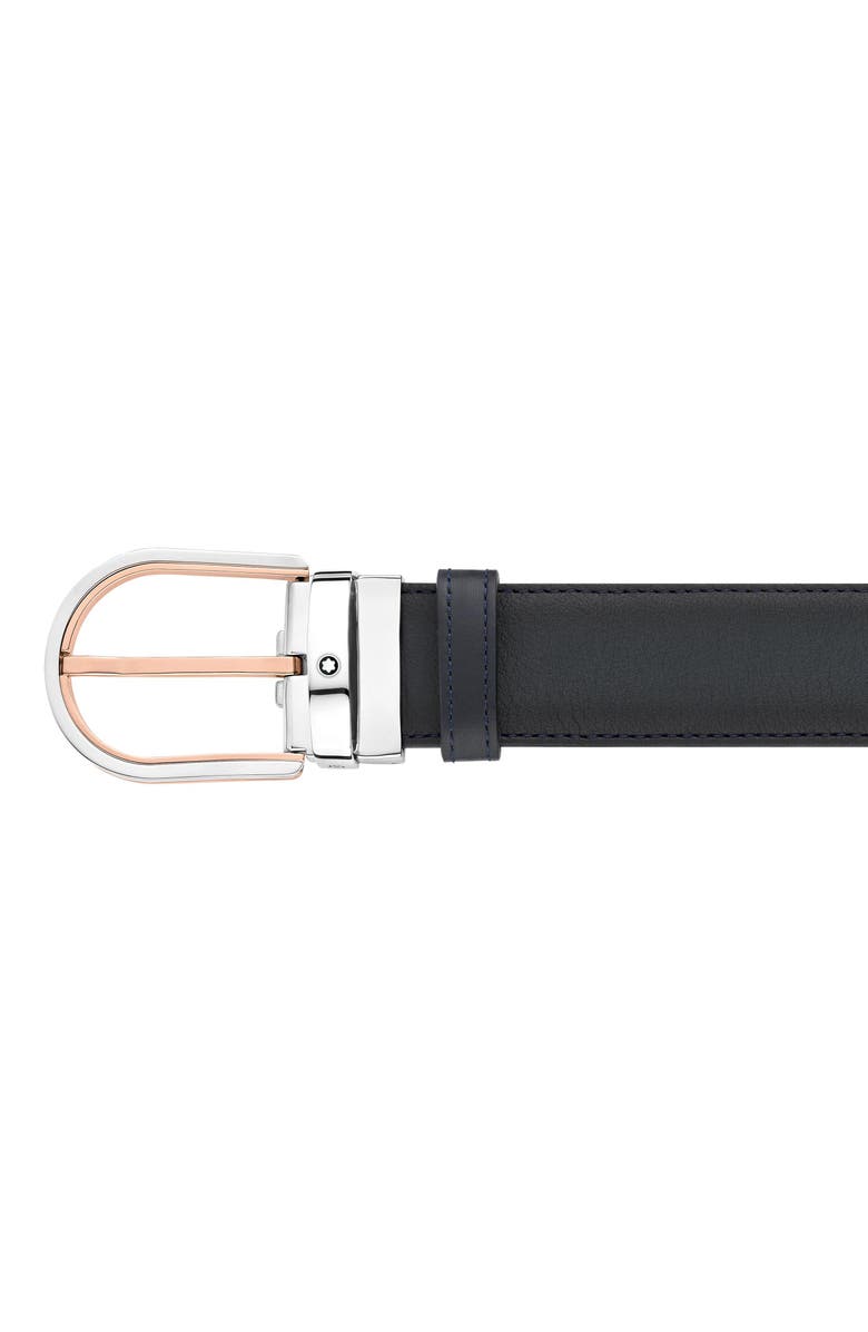 Montblanc Horseshoe Buckle Leather Belt, Alternate, color, 