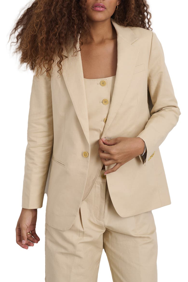 Soho Linen & Cotton Blazer, Main, color, TAN