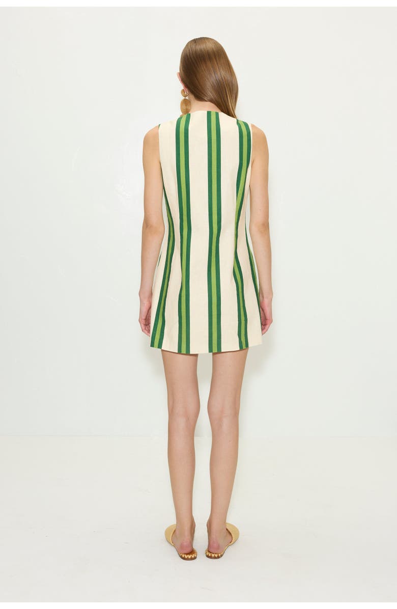 SIMONMILLER Carob Printed Linen Mini Dress, Alternate, color, Cream/Green Stripe