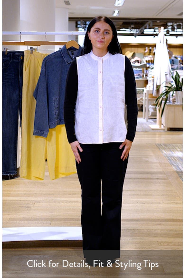 Sleeveless Linen Mandarin Collar Button-Up Shirt video