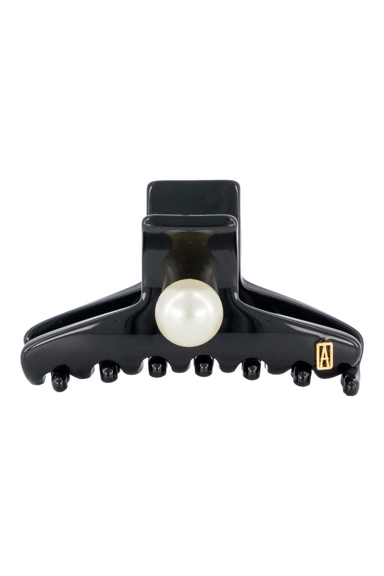 Imitation Pearl Embellished Hair Clip, Alternate, color, BLACK