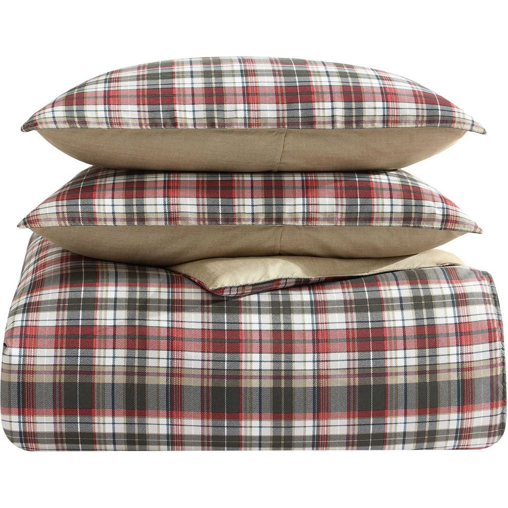 Eddie Bauer Astoria Plaid Reversible Duvet Cover Set In Red Multi