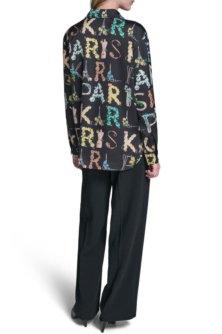 Print Oversize Button-Up Shirt, Alternate, color, BLACK/ PANNA COTTA MULTI