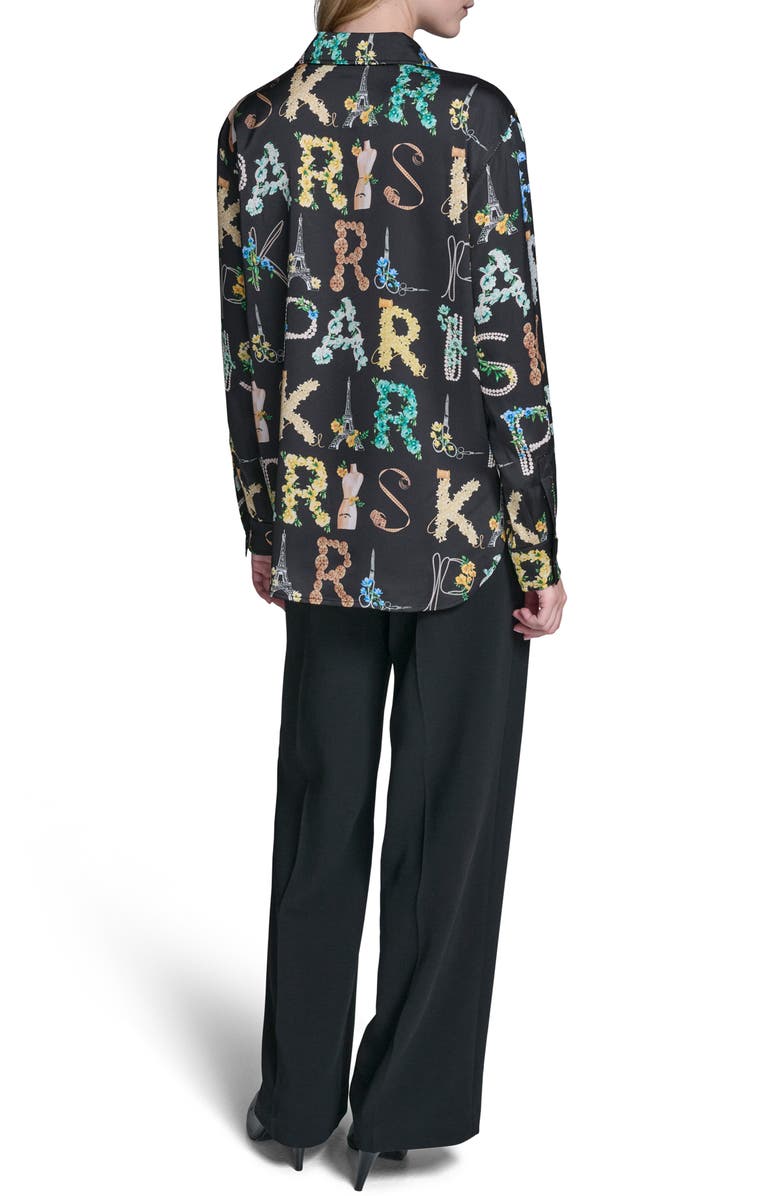 KARL LAGERFELD PARIS Print Oversize Button-Up Shirt, Alternate, color,