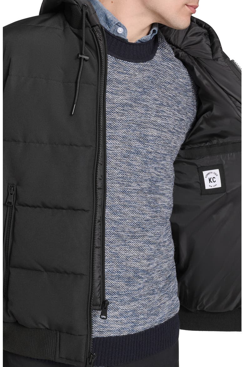 Oxford Hooded Quilted Bomber Jacket, Alternate, color, BLACK